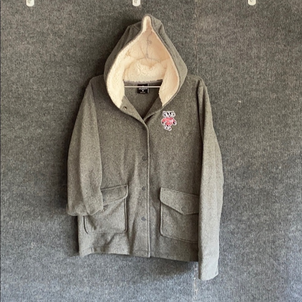 Wisconsin Badger Button Up Fleece Hoodie